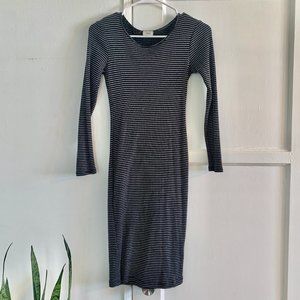 Tobi Striped Long Sleeve Midi Dress